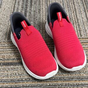 Skechers Kids Red and Black Slip-On Sneakers